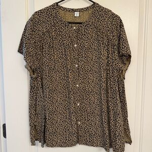 Old Navy Tan and Black Animal Print Button-Down Shirt